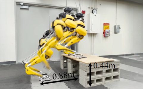 Robust and Versatile Bipedal Jumping Control through Reinforcement Learning